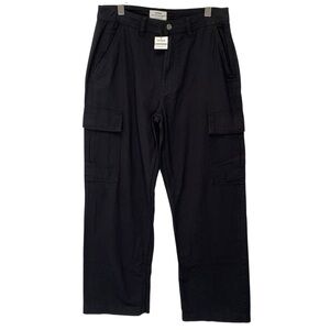Cotton On Wide Leg Cargo Pants Womens Size 8 Black 100% Cotton Fall Winter